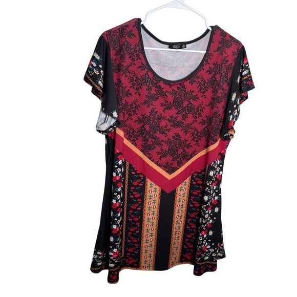 Lily By Firmiana Tops - Lily by Firmiana Blouse Women's XL Round Neck Printed Short Sleeve Floral Top